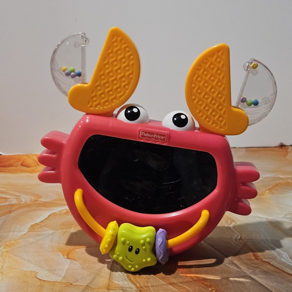 Fisher Price Click Clack Crab Baby Toy 2011 Mirror Rattle Sensory Activity